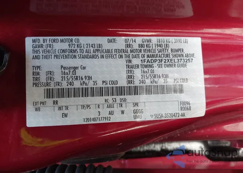 2014 Ford Focus Se из США, поврежденный, VIN 1FADP3F2XEL373257